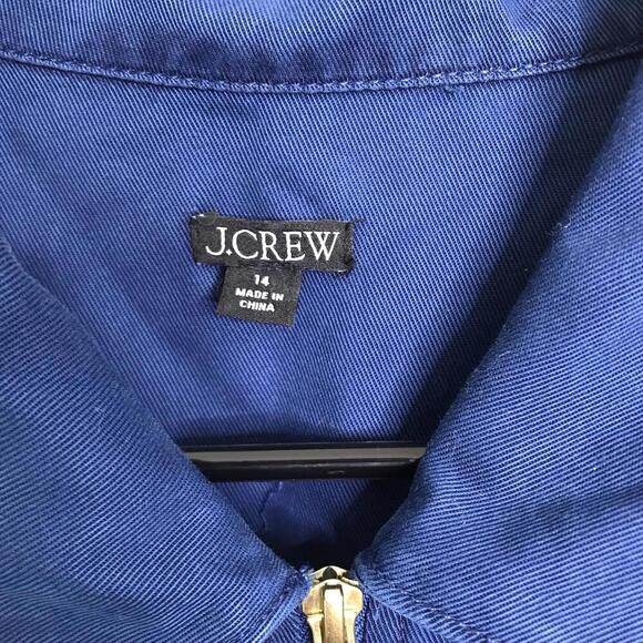 J Crew Dress Womens 14 Zip Front Navy Chambray Denim Short Sleeve Pullover - Picture 5 of 9